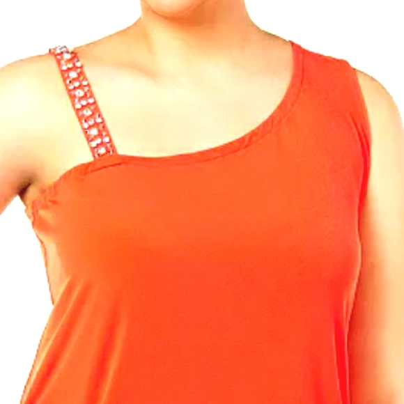 NWT INC INTERNATIONAL 1X Plus Orange embellished Sleeveless Top - Picture 2 of 13
